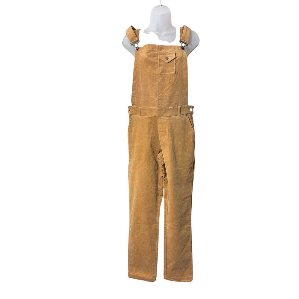 CHASER High Waist Camel Brown Corduroy Overalls Jumpsuit Romper